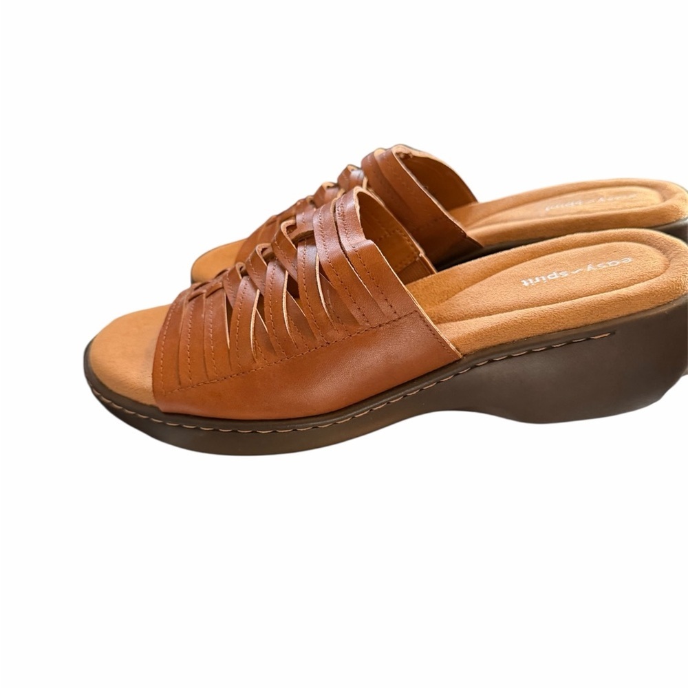 NWOB Easy Spirit Daisy Leather Comfort Sandals Brown Size 10 - Picture 2 of 5